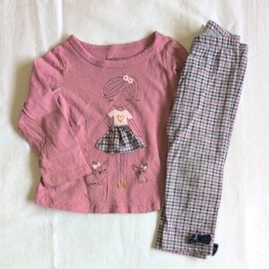 first impressions graphic top & plaid leggings matching outfit set 12 months